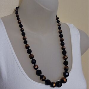 Black & Copper Graduated Glass Beads Necklace